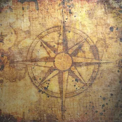 Fotobehang Old compass on paper background © merydolla