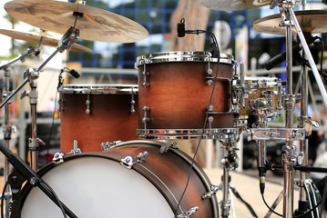 Plakat Drum set, musical instrument on a street concert