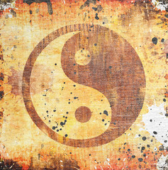 Yin yang symbol on grunge