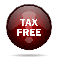 tax free red glossy web icon on white background.
