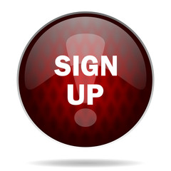 sign up red glossy web icon on white background.