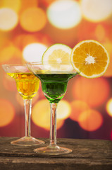 cocktails on a table in bar