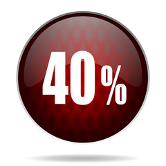 40 percent red glossy web icon on white background.