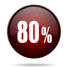 80 percent red glossy web icon on white background.