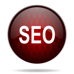 seo red glossy web icon on white background.