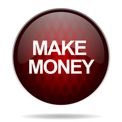 make money red glossy web icon on white background.