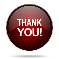 thank you red glossy web icon on white background.