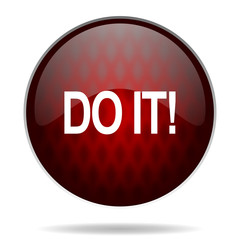 do it red glossy web icon on white background.