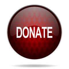 donate red glossy web icon on white background.