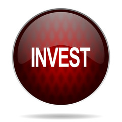invest red glossy web icon on white background.
