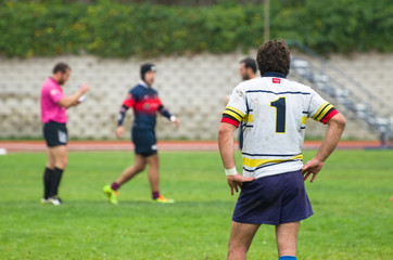 Durante el partido de rugby