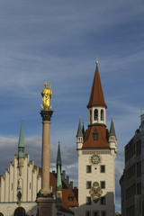 Column of St Mary and Zodiac Clock Tower, Munich.