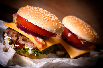 Juicy cheeseburgers