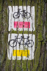 Bicycle tree sign.