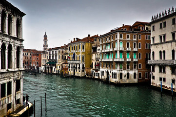 Fototapeta na wymiar Grand Canal of Venice with Dark Grey Sky