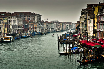 Fototapeta na wymiar Grand Canal of Venice with Dark Grey Sky