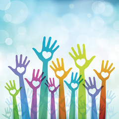 Charity background with hands