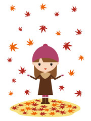 秋　紅葉　女性