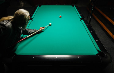 Table for billiards and ball top view