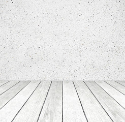 Cement wall and old wood floor in perspective, background