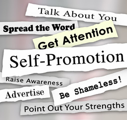 Self-Promotion Headlines Marketing Publicity Attention - obrazy, fototapety, plakaty