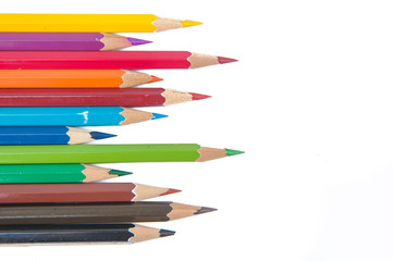 Colour pencils isolated on white background