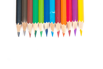 Colour pencils isolated on white background