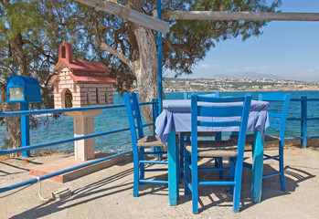 table in a cafe on the shore