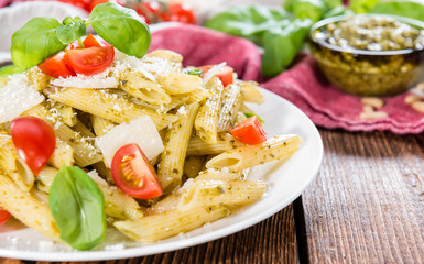 Fresh made Penne with Basil Pesto