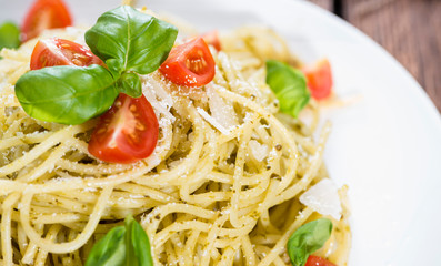 Portion of Spaghetti with Pesto