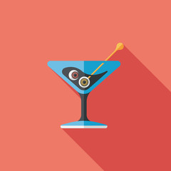 Halloween cocktail flat icon with long shadow,eps10