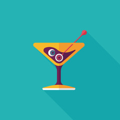 Halloween cocktail flat icon with long shadow,eps10