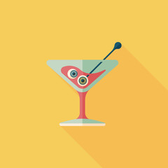 Halloween cocktail flat icon with long shadow,eps10