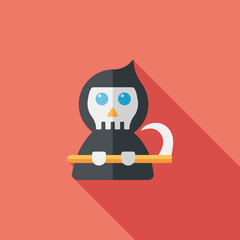 Grim Reaper flat icon with long shadow,eps10