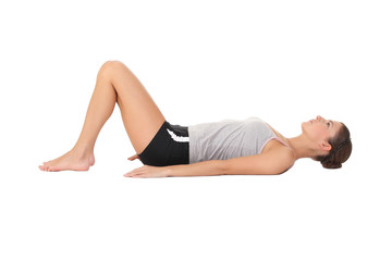 Fototapeta na wymiar Young woman training yoga
