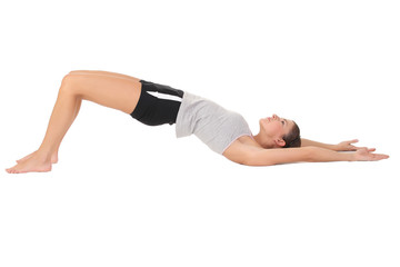 Young woman training yoga