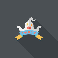 Halloween party flag flat icon with long shadow,eps10