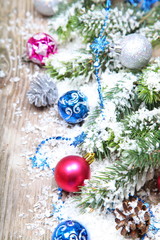 Christmas decorations in the snow