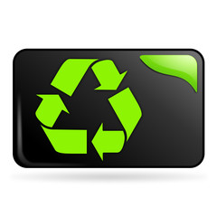 recyclable symbole sur bouton web rectangle vert