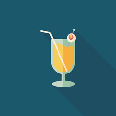 Halloween cocktail flat icon with long shadow,eps10