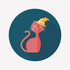 Evil cat flat icon with long shadow,eps10