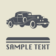 Vintage car icon or sign
