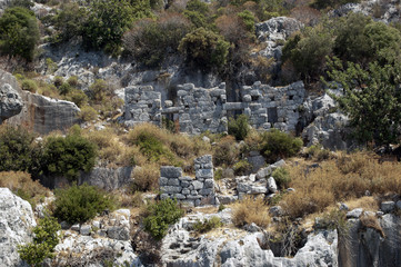 Fototapeta na wymiar Ancient sunken city in modern Turkey, near the city of Kekova.