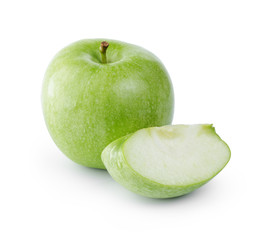 ripe fresh green apple with section