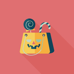 Halloween shopping bag flat icon with long shadow,eps10