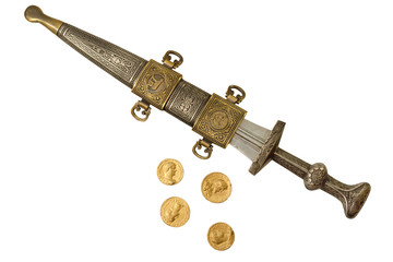Roman Empire Dagger and Denarii Coin Replicas II