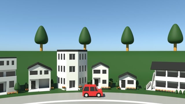 住宅街を走る自動車