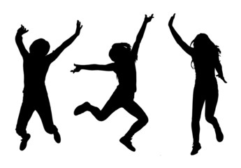 Jumping woman silhouette collection