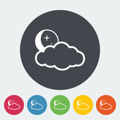 Weather flat icon. Moon, stars and clouds.