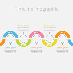 Timeline Infographicsnail colored ribbon text. Template. Flat